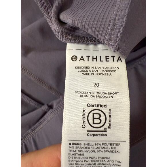 Athleta Brooklyn Bermuda Athletic Shorts Gray Zip Pocket 9” Inseam Women Size 20 - Picture 5 of 10